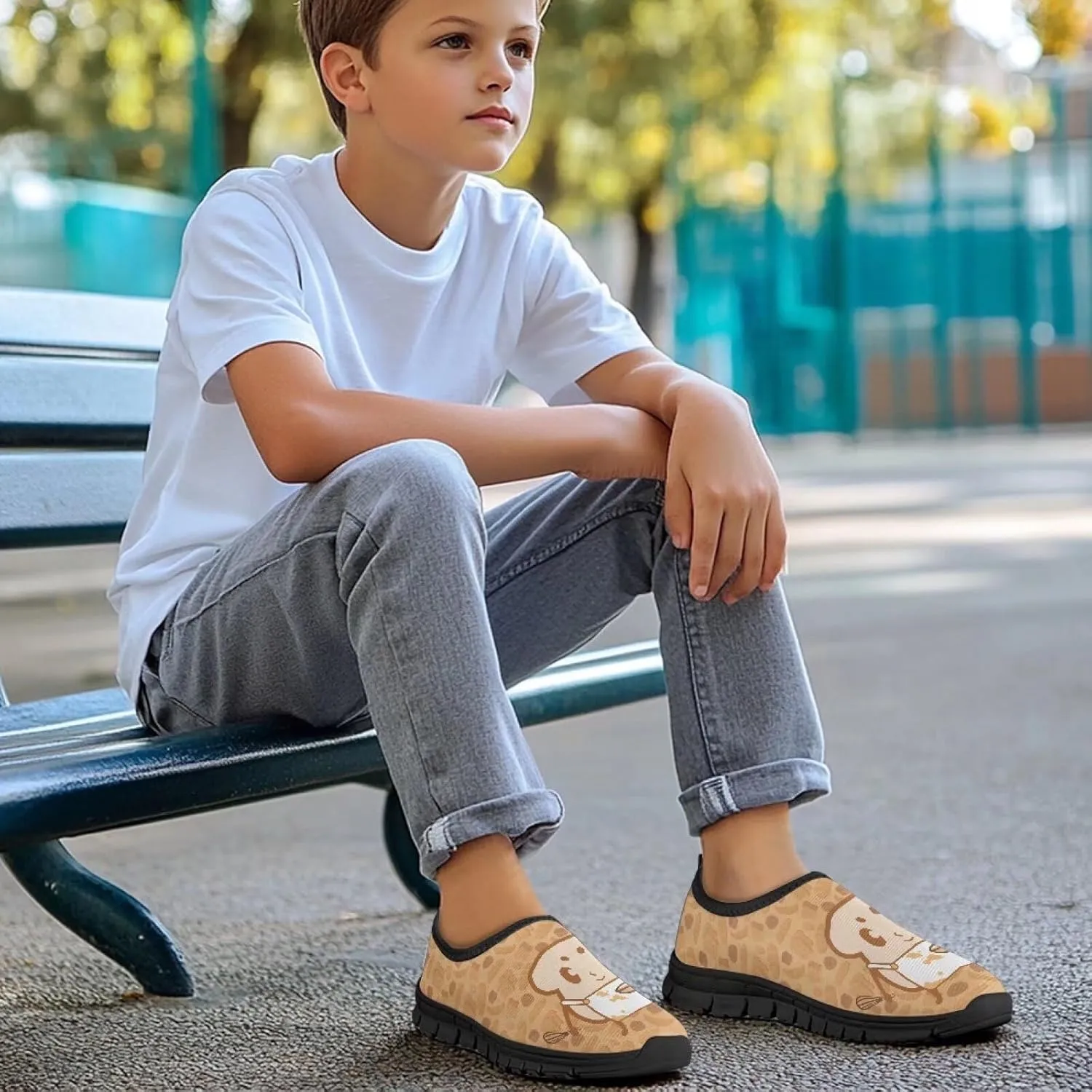 Boys Girls Slip On Shoes Kids Soft Casual Loafers Lightweight Non Slip Low Top Outdoors Walking Hiking Sneakers Black Sole Size 11-15