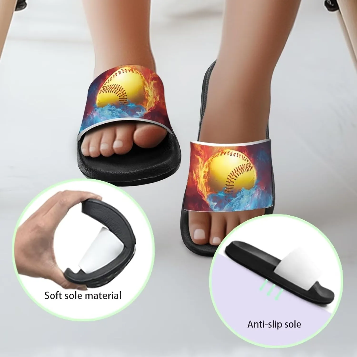 Boys Sandals with EVA Soft Sole Lightweight Slip-On Beach Slippers