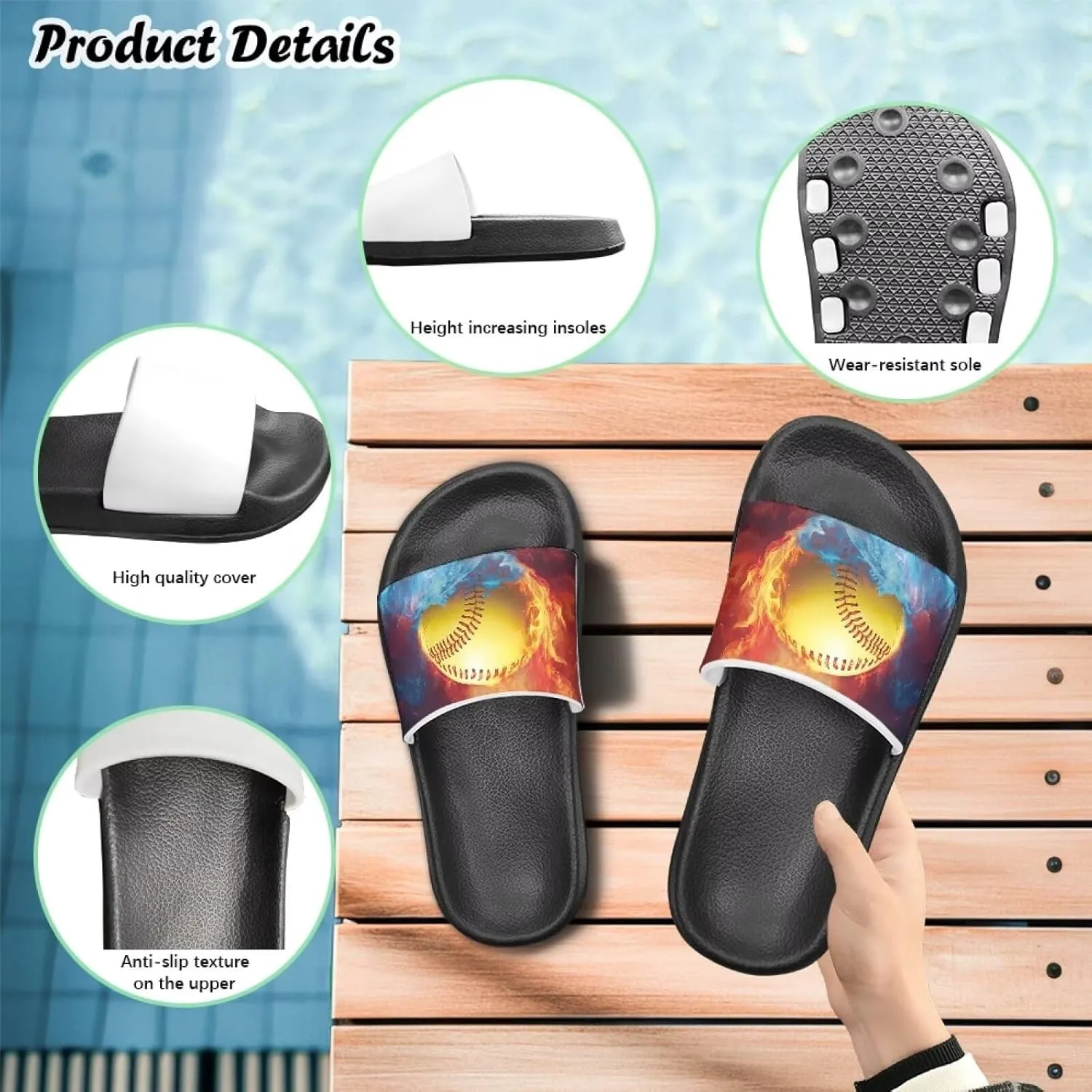 Boys Sandals with EVA Soft Sole Lightweight Slip-On Beach Slippers