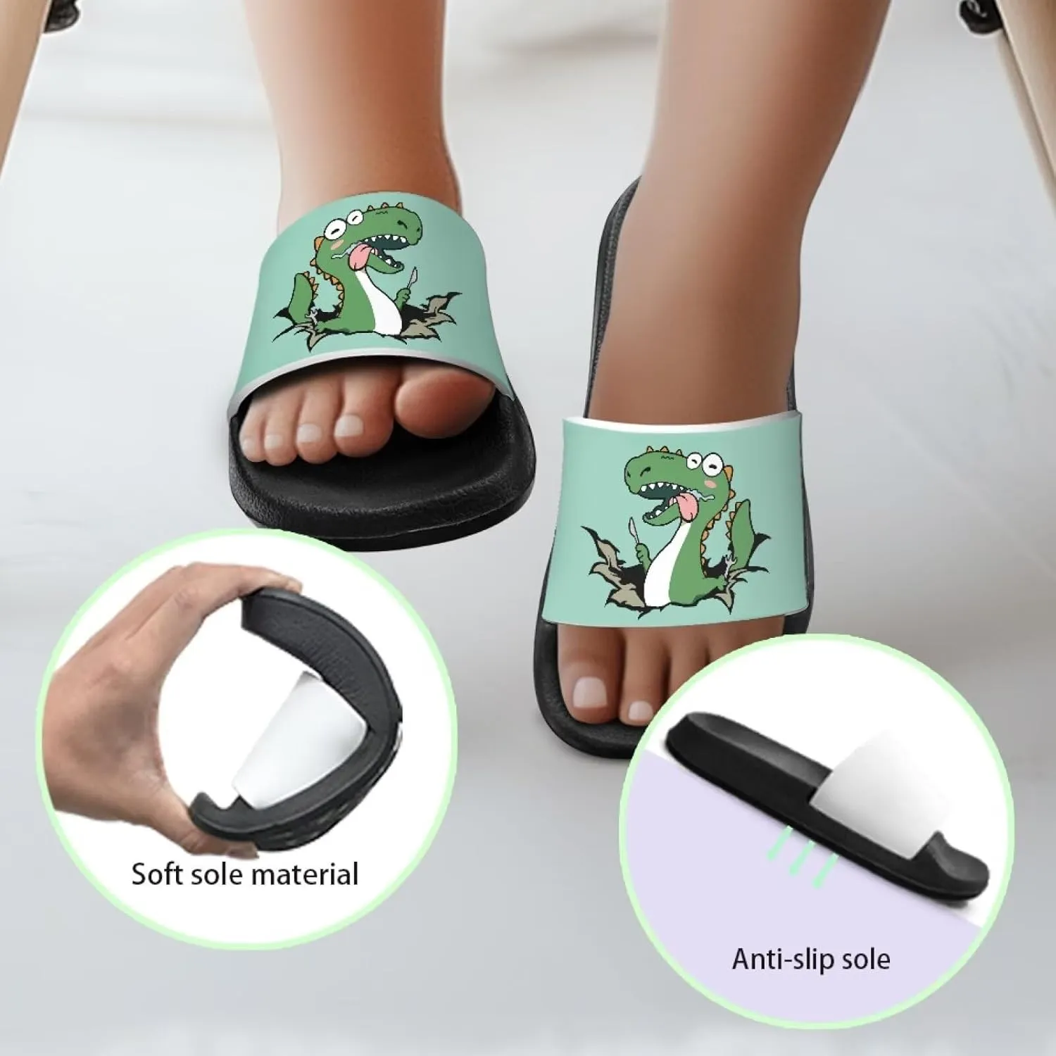 Boys Sandals with EVA Soft Sole Lightweight Slip-On Beach Slippers