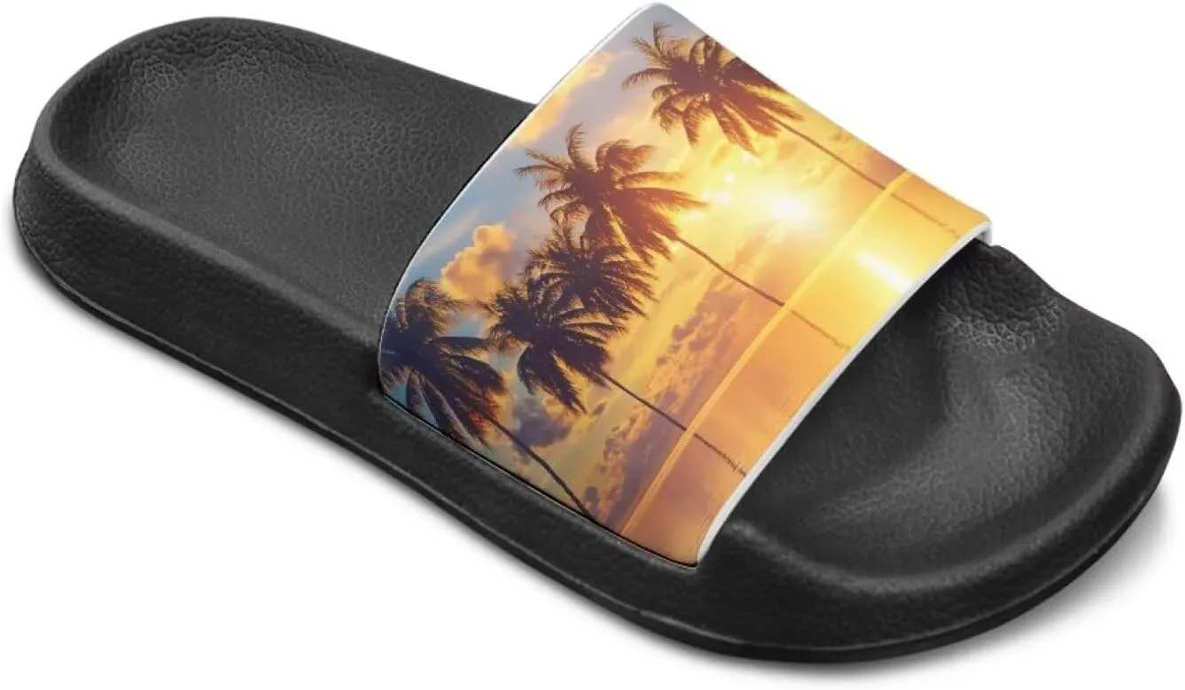Boys Slide Sandals Trendy Print Shower Shoes for Kids Lightweight Summer Slippers