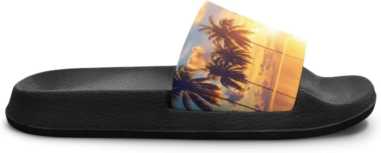 Boys Slide Sandals Trendy Print Shower Shoes for Kids Lightweight Summer Slippers