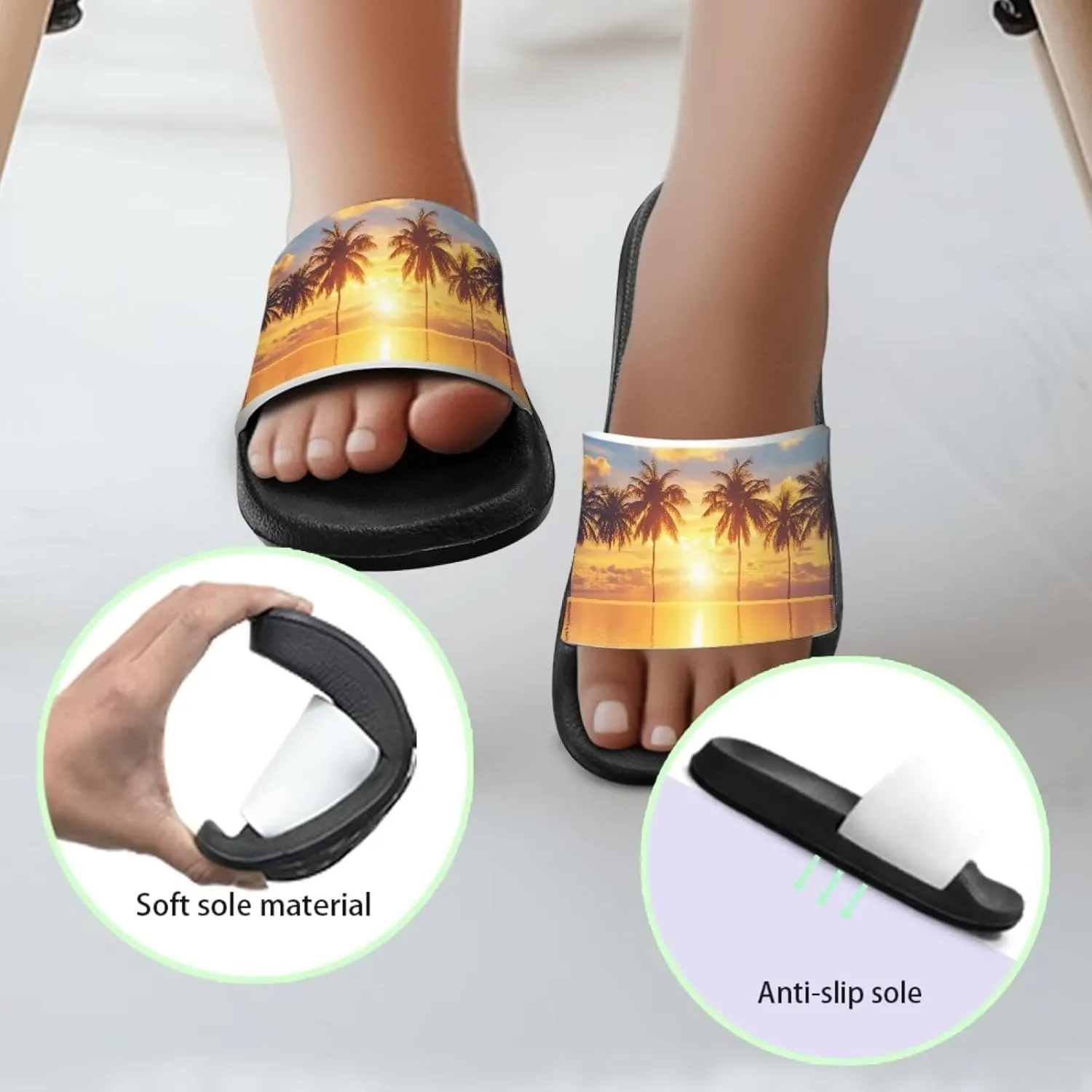 Boys Slide Sandals Trendy Print Shower Shoes for Kids Lightweight Summer Slippers