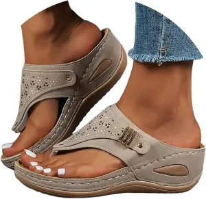 Breathable Mesh Hollow Sports Sandals Non-Slip 2024 New Women’s Wedge Orthopedic Flip-Flops Summer Casual Sandals Open Toe