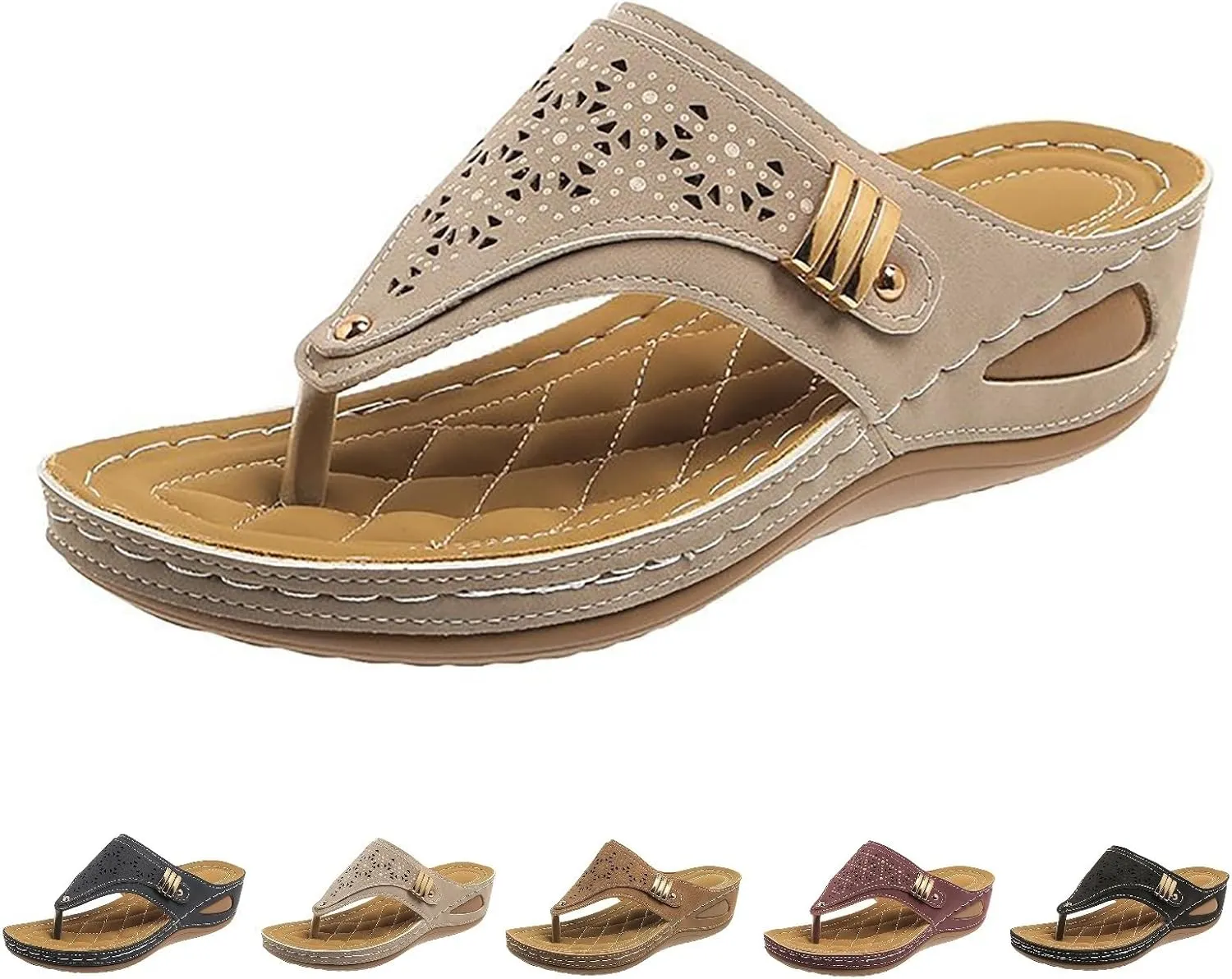 Breathable Mesh Hollow Sports Sandals Non-Slip 2024 New Women’s Wedge Orthopedic Flip-Flops Summer Casual Sandals Open Toe