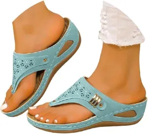 Breathable Mesh Hollow Sports Sandals Non-Slip 2024 New Women’s Wedge Orthopedic Flip-Flops Summer Casual Sandals Open Toe