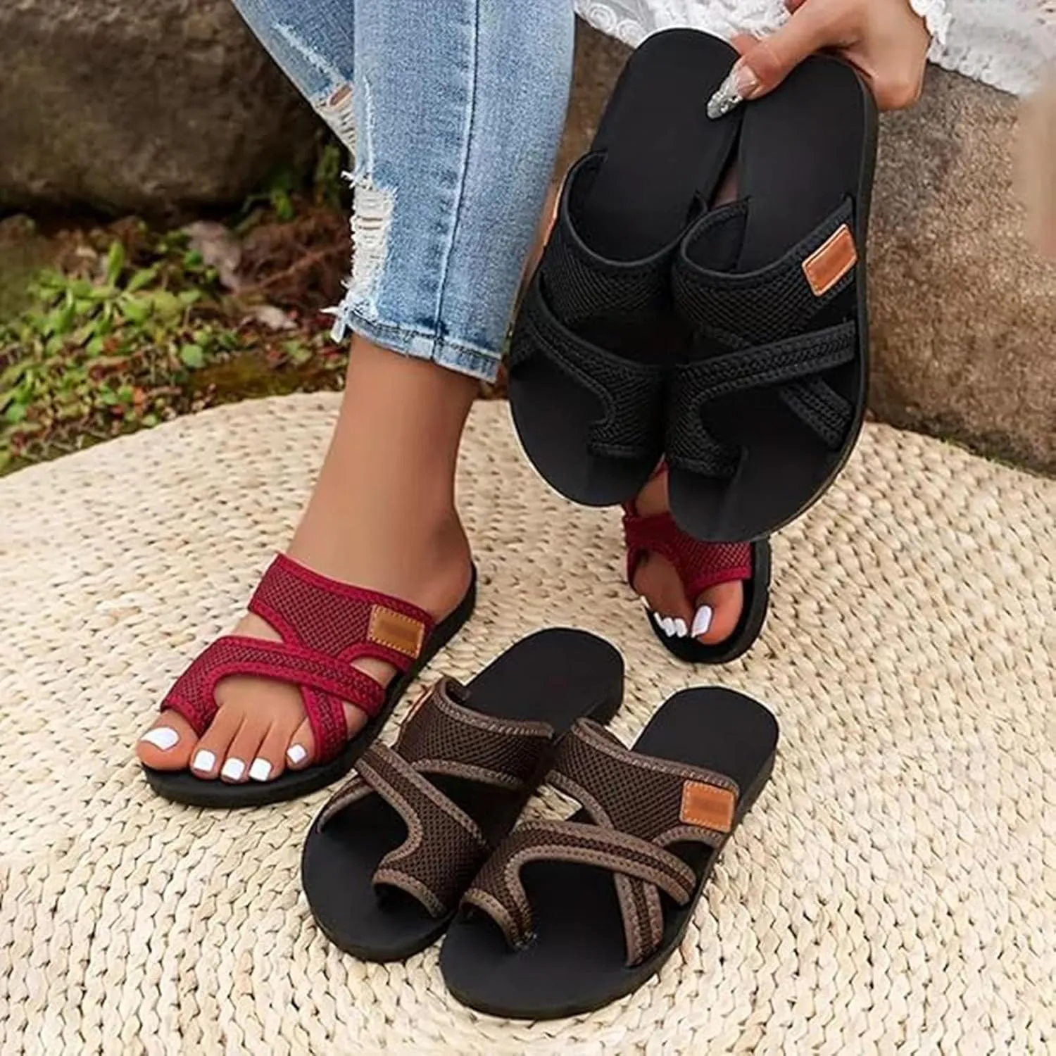 Breathable Mesh Slide Sandals for Women Women's Hollow Mesh Slide Sandals, 2024 Mesh Sandals for Women, Hollow Mesh Slide Sandals for Women,Gre,US7.5/EU39