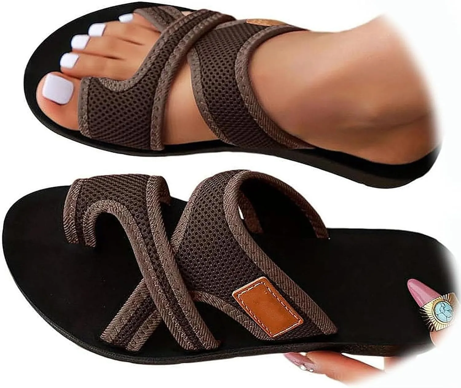 Breathable Mesh Slide Sandals for Women Women's Hollow Mesh Slide Sandals, 2024 Mesh Sandals for Women, Hollow Mesh Slide Sandals for Women,Gre,US7.5/EU39