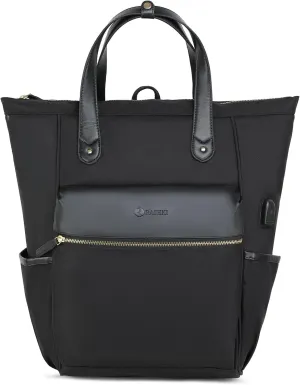 Bria - Women’s Tote & Convertible Backpack | 15.6" Laptop Bag | Stylish Work, Office & Travel Bag | Vegan Leather (Black)