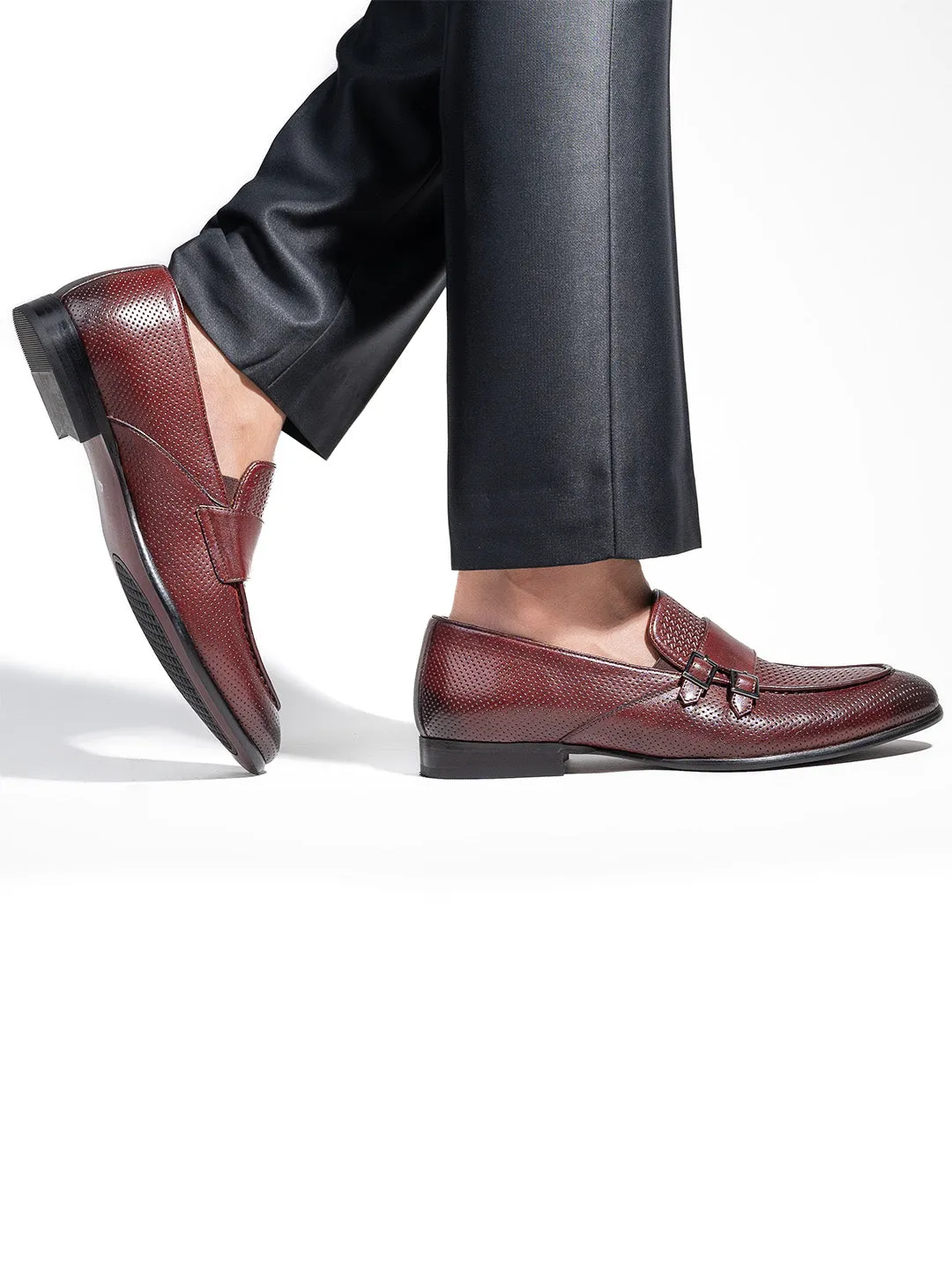 Brown Leather Monk Shoes