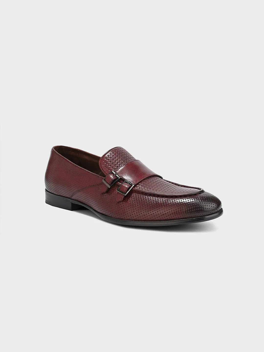 Brown Leather Monk Shoes