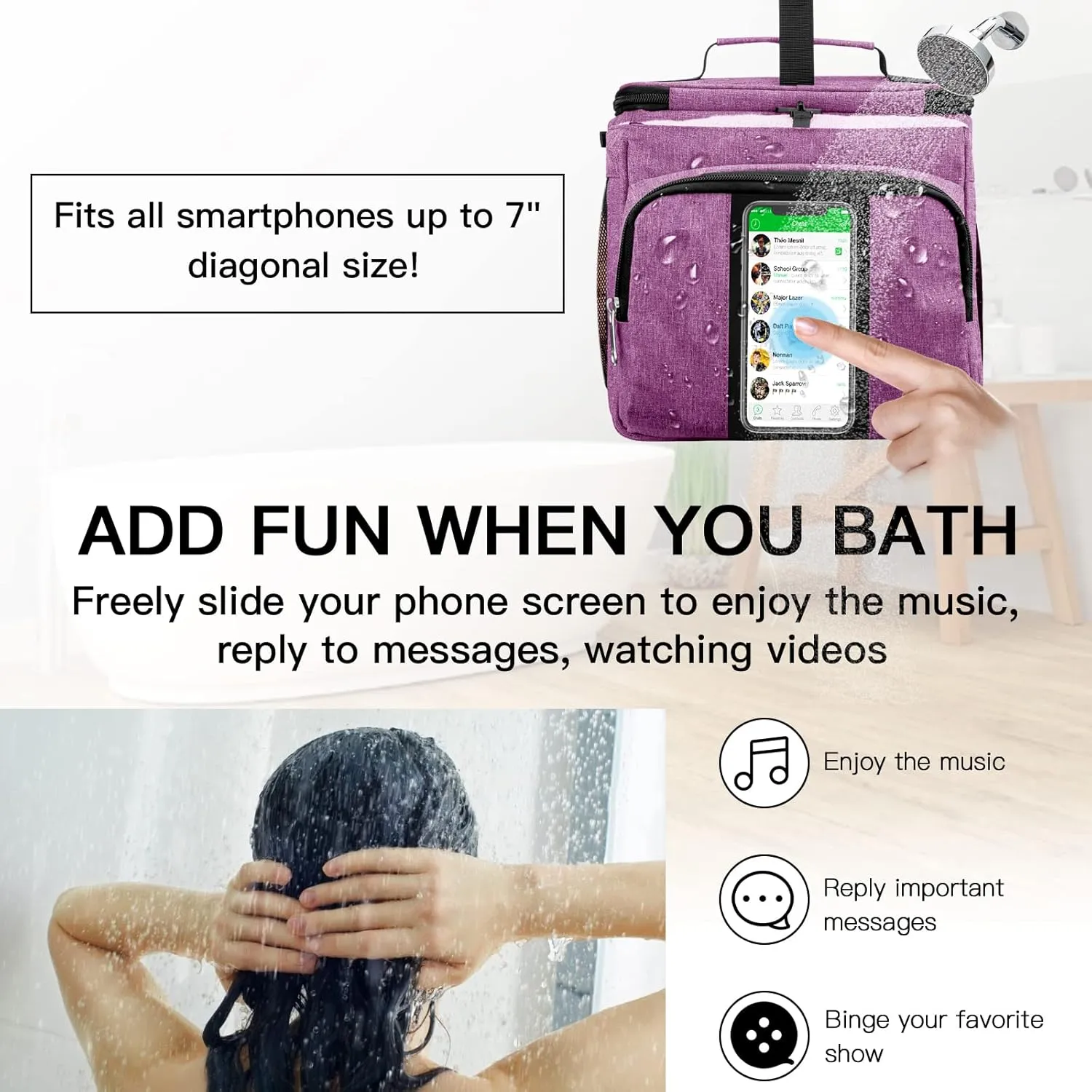 Bukere Portable Shower Caddy, Shower Caddy Tote Bag for College Dorm Travel, Hanging Toiletry Bath Bag for Student, Gym, Camp