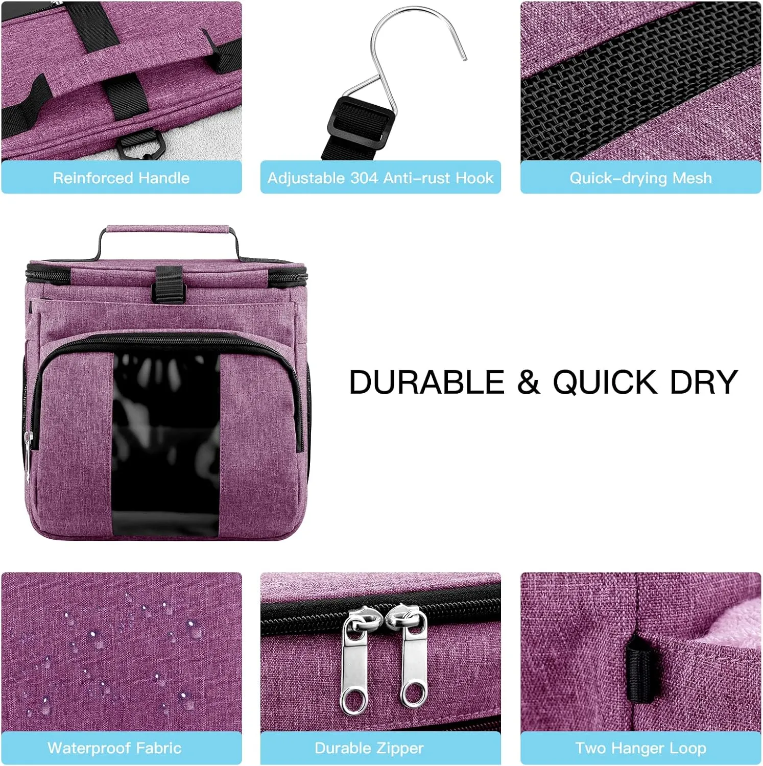 Bukere Portable Shower Caddy, Shower Caddy Tote Bag for College Dorm Travel, Hanging Toiletry Bath Bag for Student, Gym, Camp