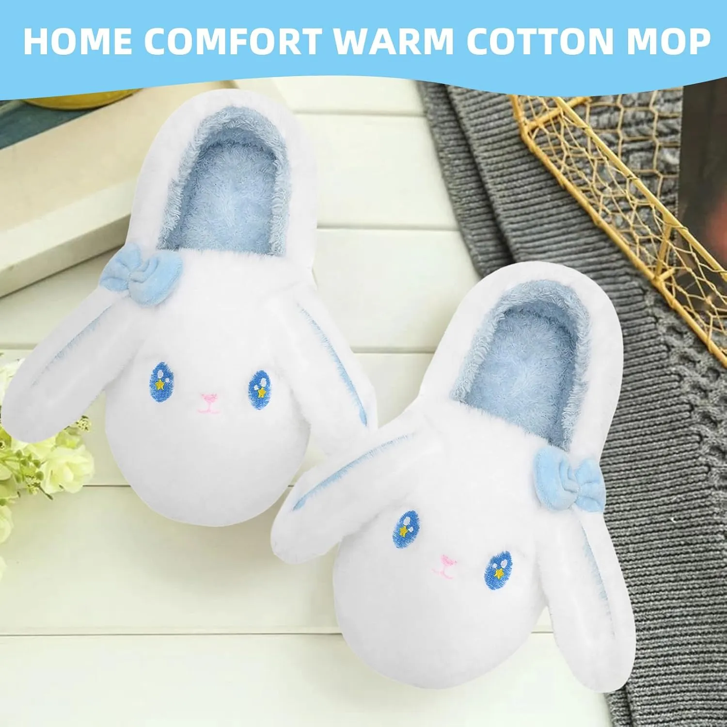 Bunny Cute Toddler Slippers for Girls Women, Fluffy Warm House Slippers for Kids Indoor Outdoor, Non Slip Comfy Memory Foam Closed Back Home Shoes