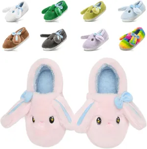 Bunny Cute Toddler Slippers for Girls Women, Fluffy Warm House Slippers for Kids Indoor Outdoor, Non Slip Comfy Memory Foam Closed Back Home Shoes