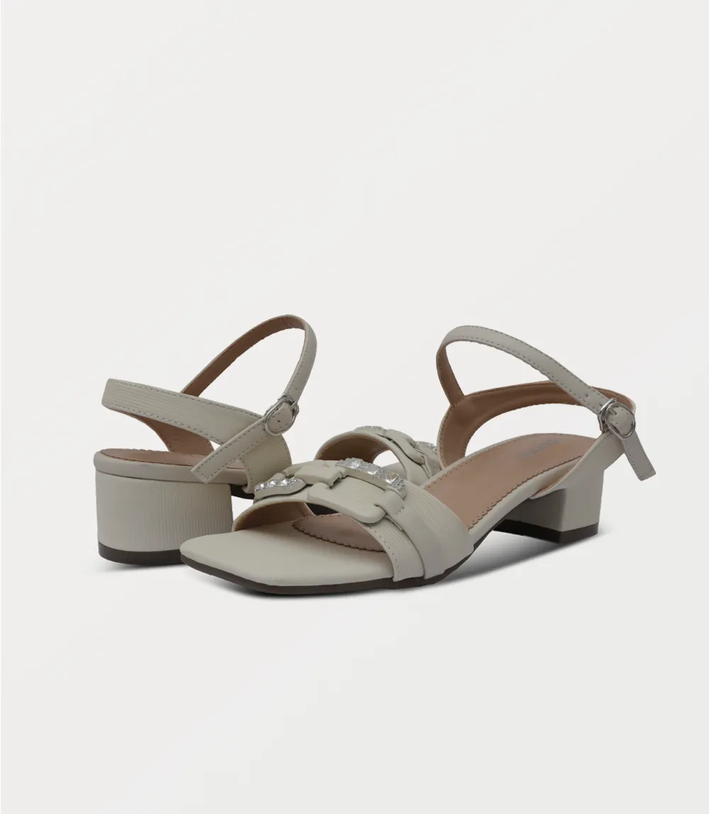 BW10427-BEIGE-Women Sandal Heels