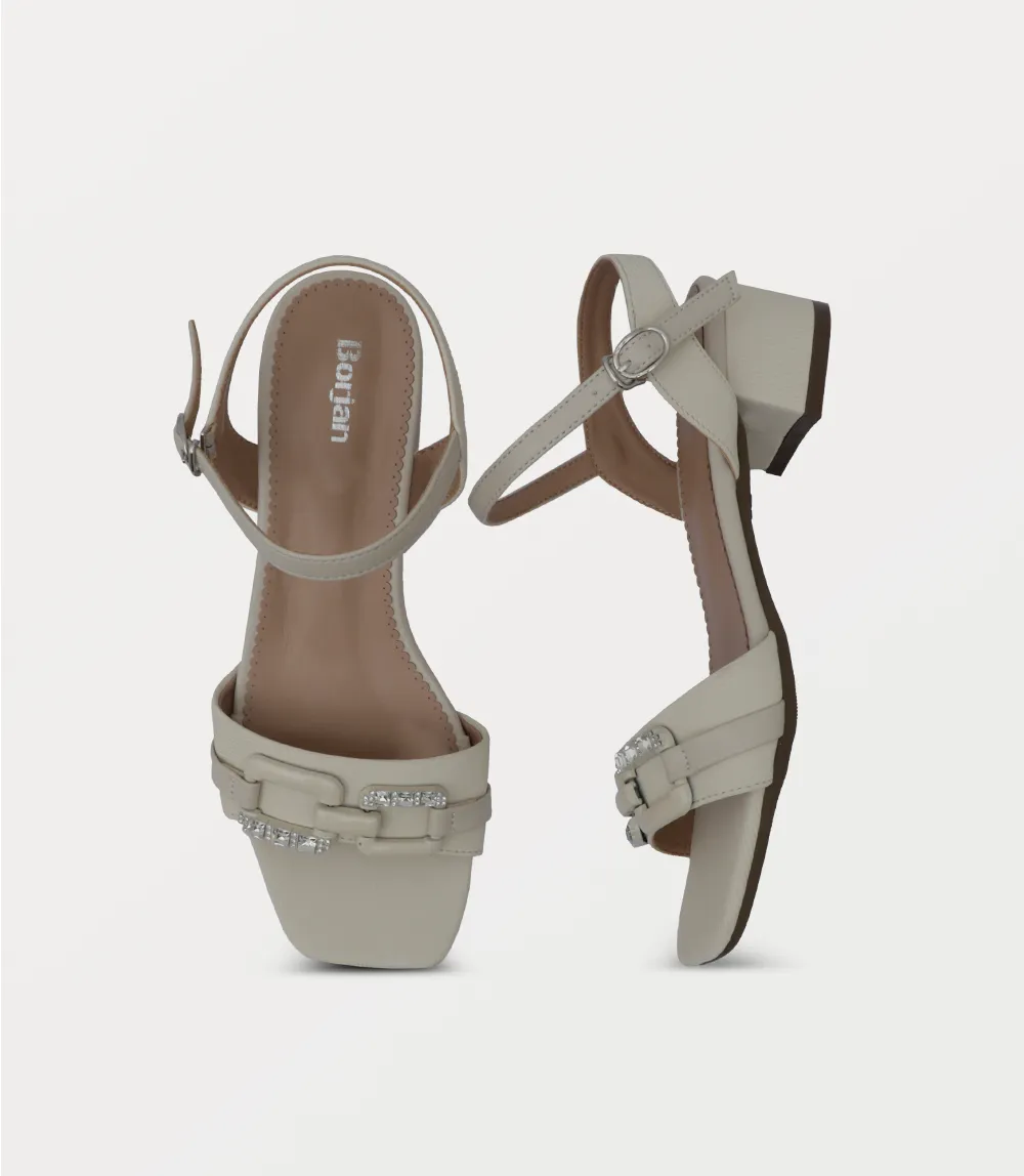 BW10427-BEIGE-Women Sandal Heels