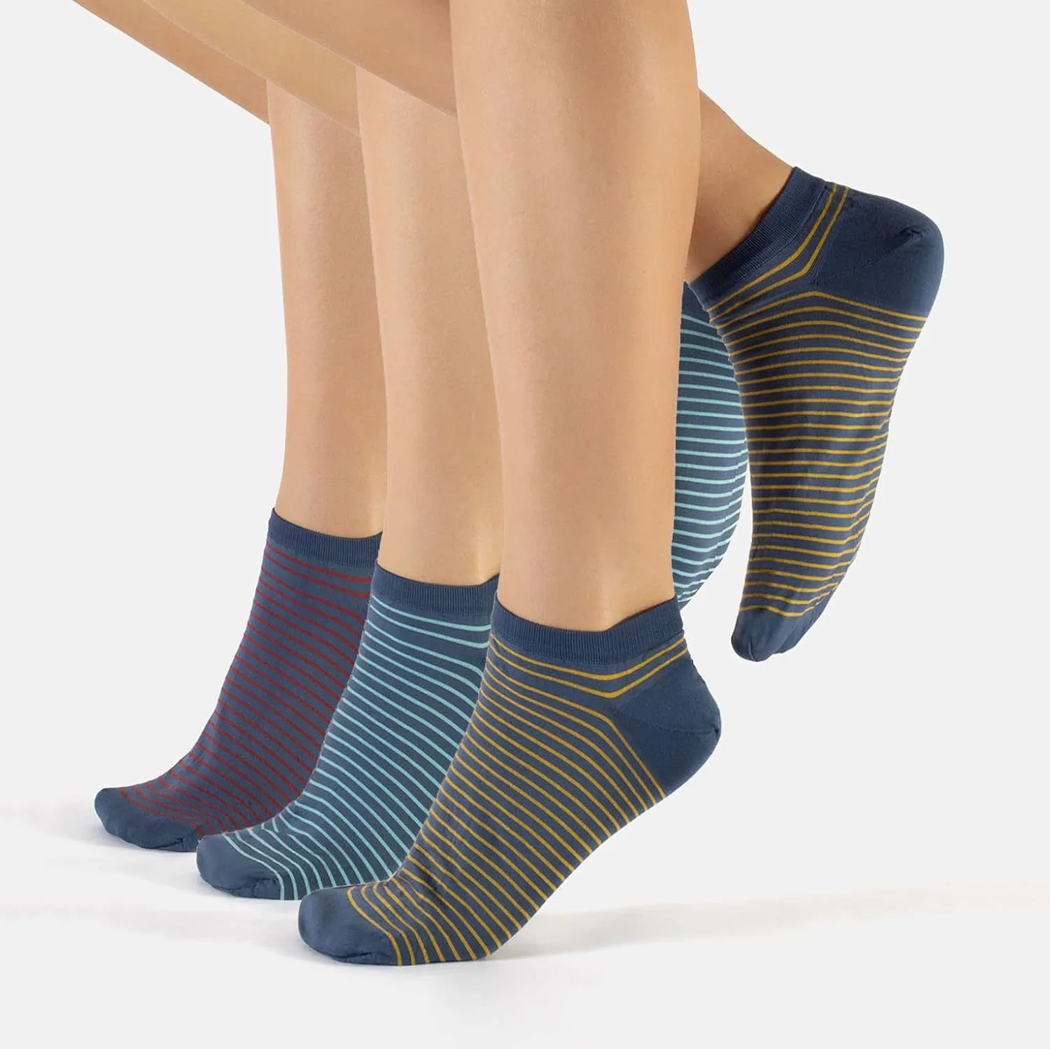 CALZITALY 6 Pairs Unisex Ankle Liner Socks, Opaque Trainer Socks In Microfiber