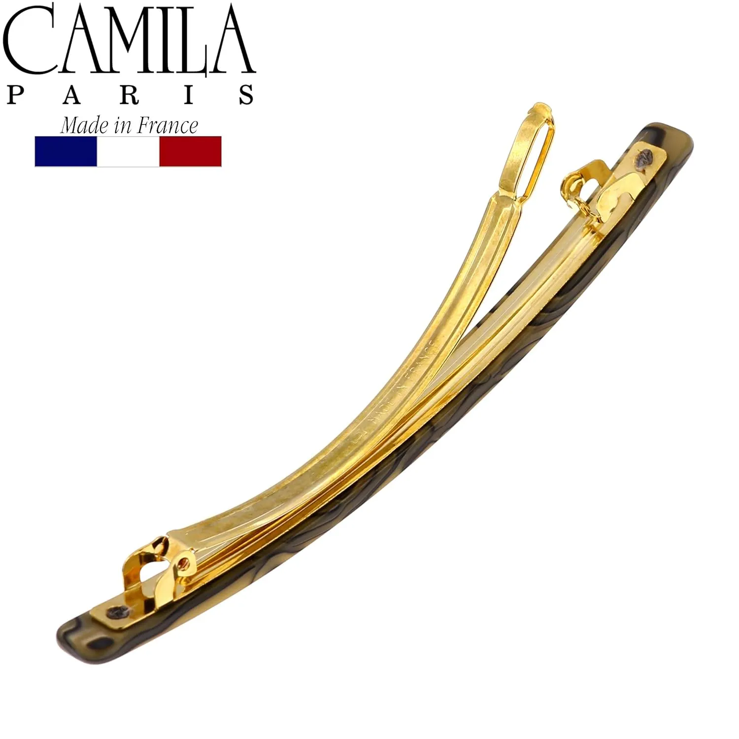 Camila Paris CP2979 French Hair Barrette Large Handmade Copper, Long Skinny Strong Hold Grip Hair Clips for Women, Thin Automatic No Slip and Durable Styling Girls Hair Accessories, Made in France