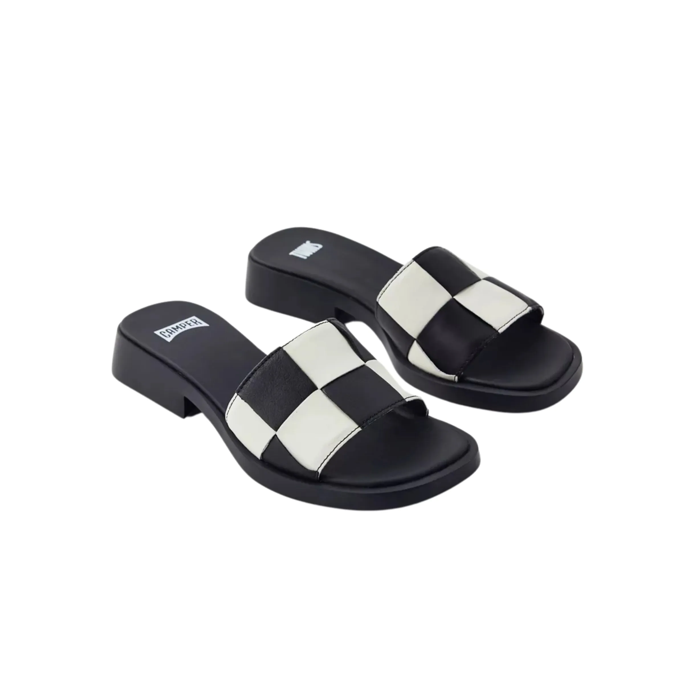 Camper Slide Ladies Gobi Check Black-White