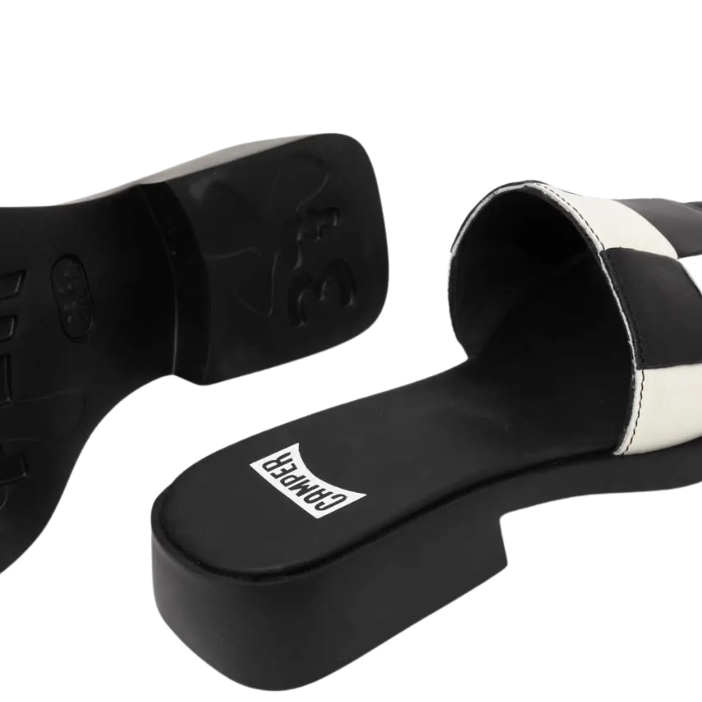Camper Slide Ladies Gobi Check Black-White