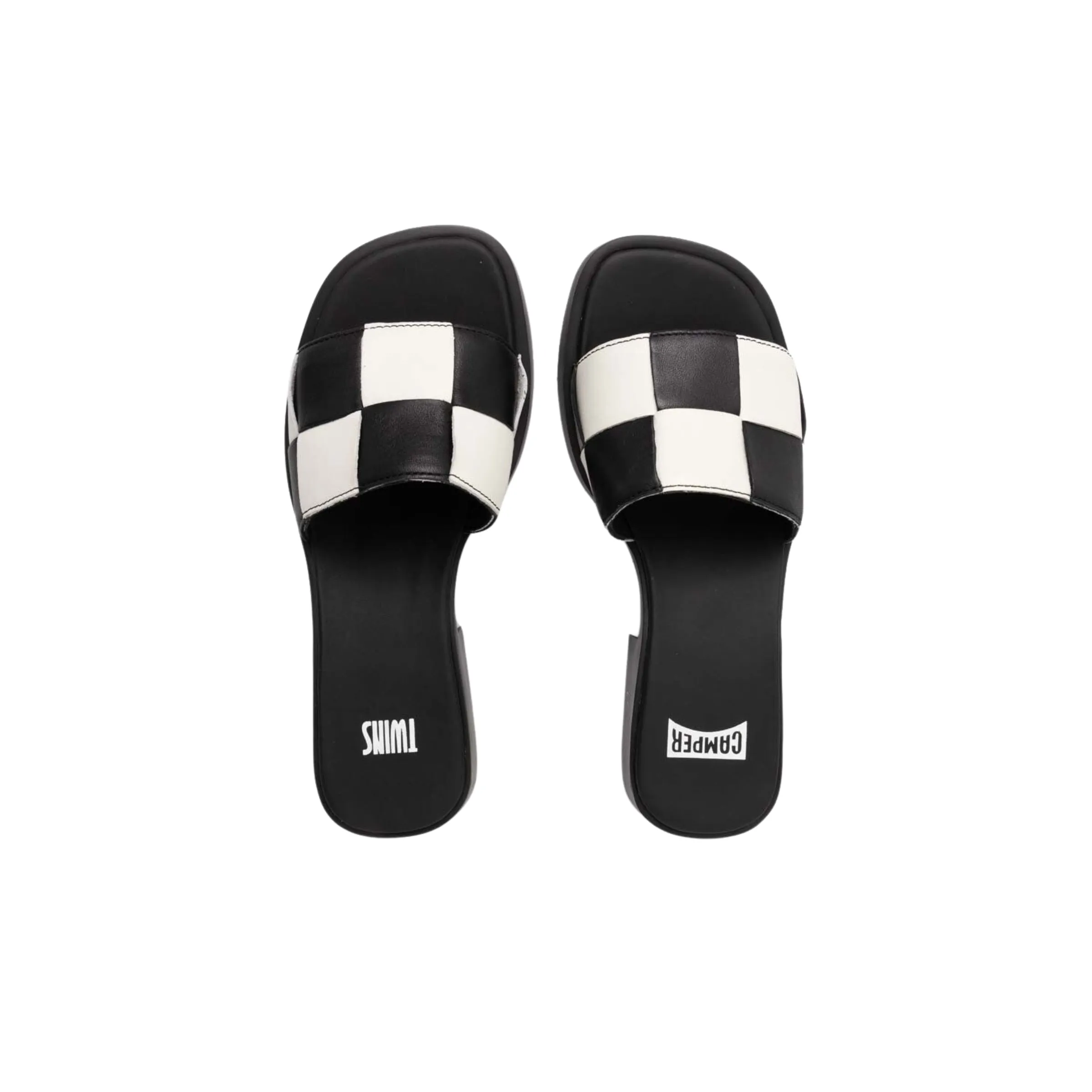 Camper Slide Ladies Gobi Check Black-White