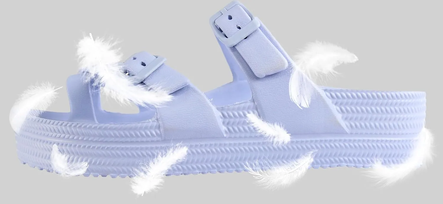 CAMVAVSR Womens Sandals with Arch Support - Comfortable Adjustable Buckles Beach Slides - Lightweight Summer Platform Sandal Chunky Cushioned