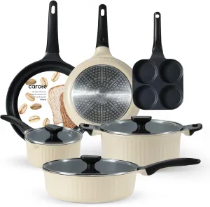 CAROTE Pots and Pans Set, Nonstick Cookware Set, Induction Cookware, Non Stick Kitchen Cooking Set, with Frying Pans Set,Egg Pan