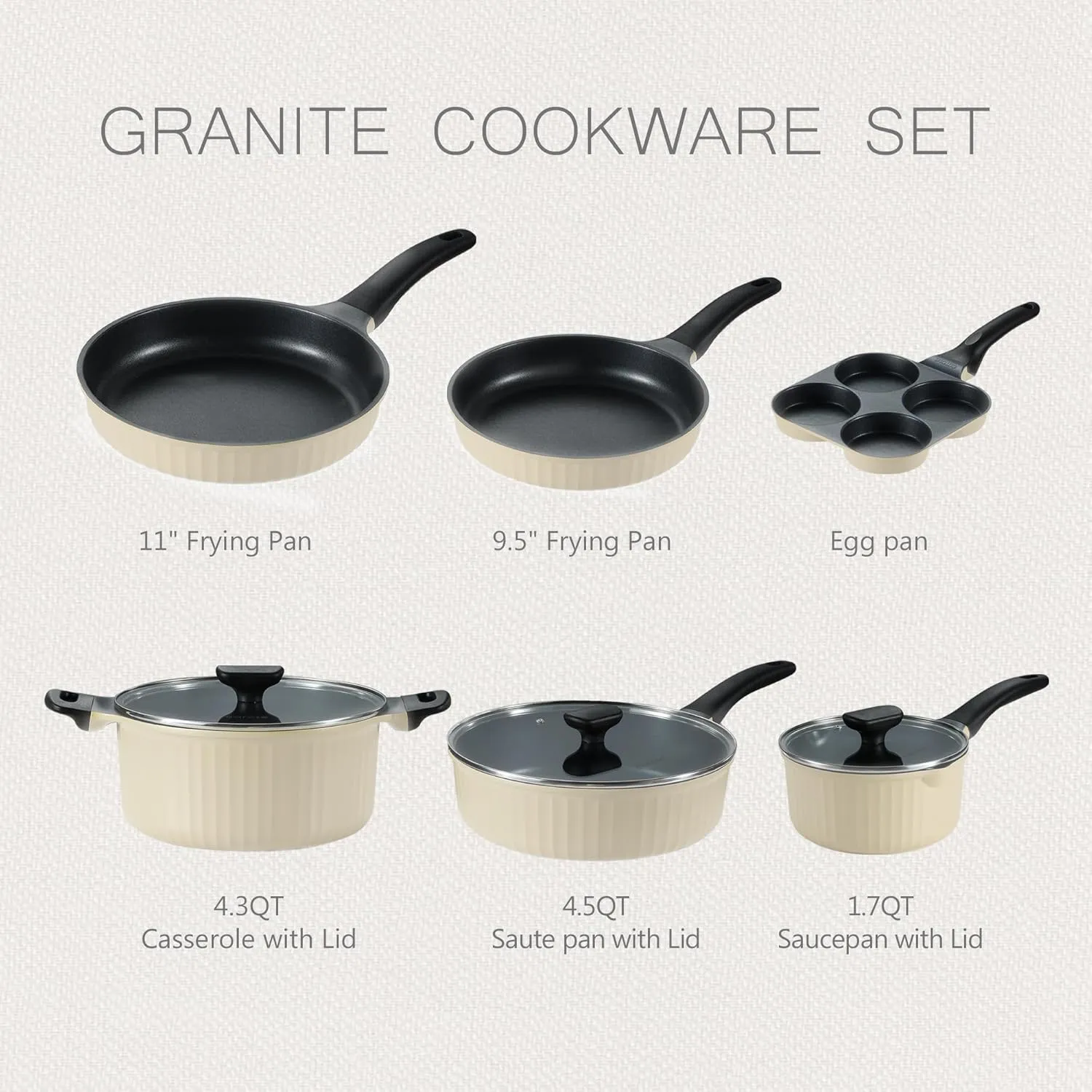 CAROTE Pots and Pans Set, Nonstick Cookware Set, Induction Cookware, Non Stick Kitchen Cooking Set, with Frying Pans Set,Egg Pan