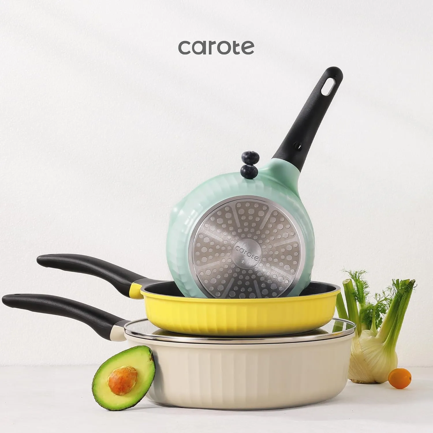 CAROTE Pots and Pans Set, Nonstick Cookware Set, Induction Cookware, Non Stick Kitchen Cooking Set, with Frying Pans Set,Egg Pan