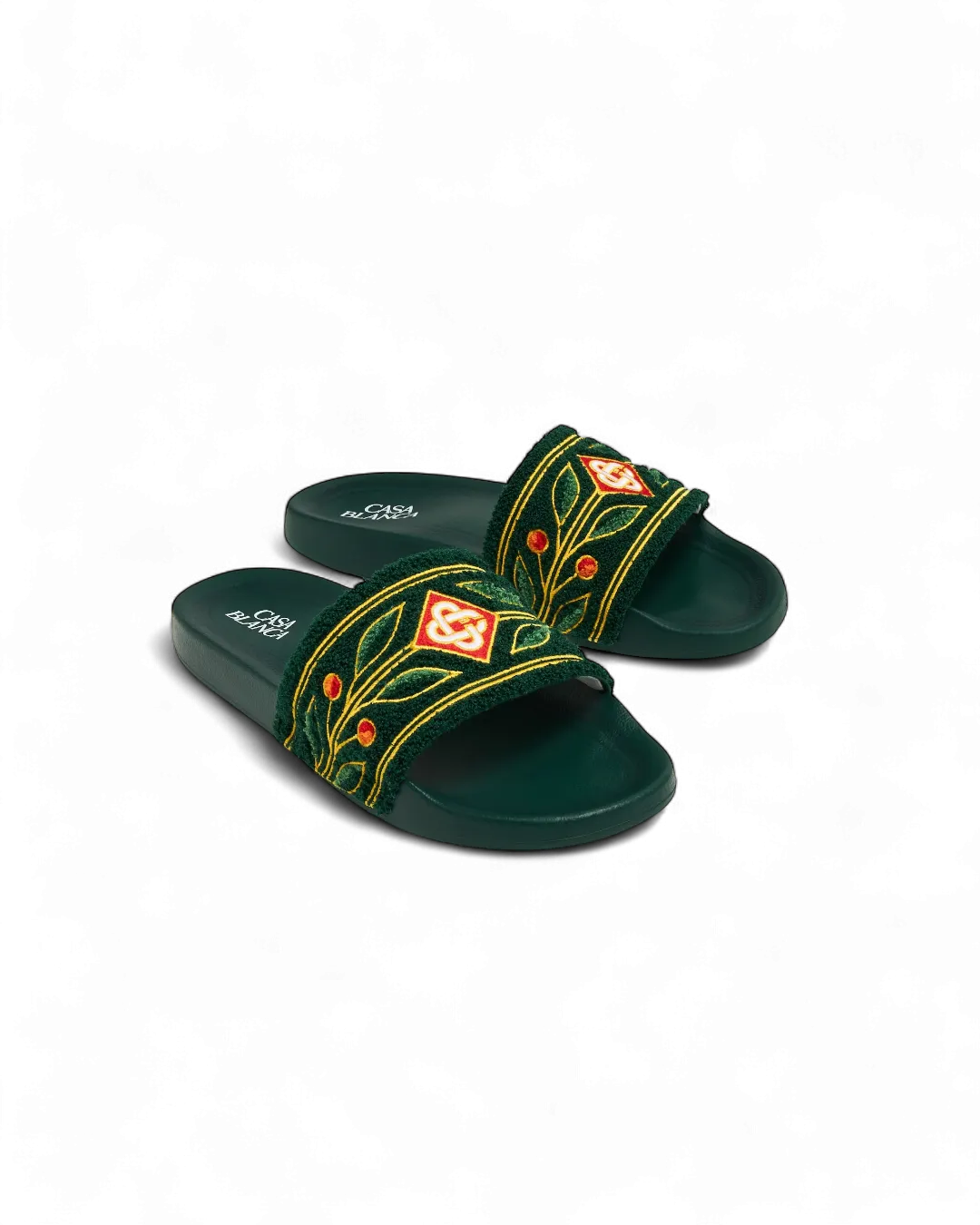 Casablanca Paris Embroidered terry slide Green