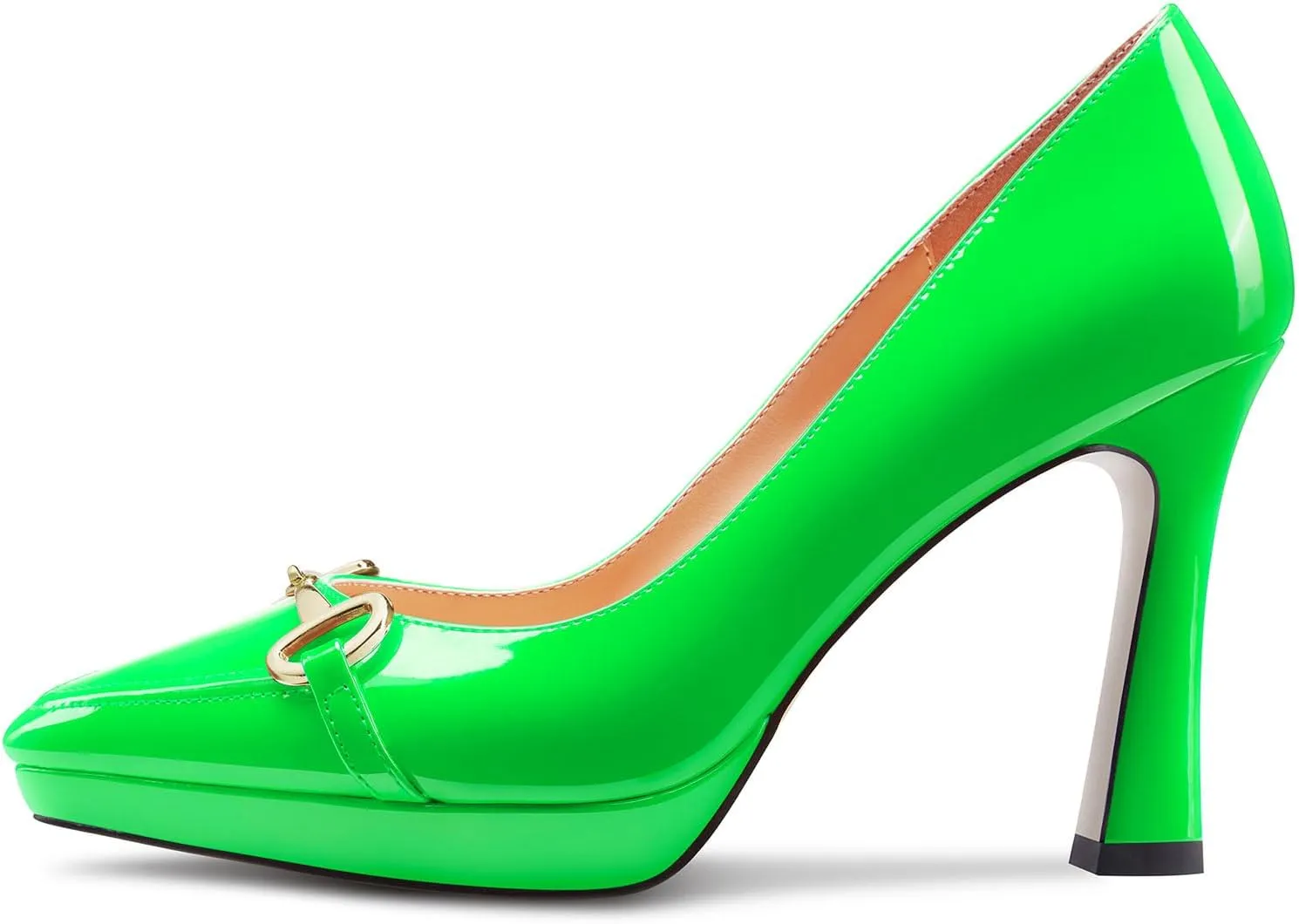 Castamere Womens High Platform Heel Pointed Toe Slip-on Metal Chain Pumps Wedding Office Casual 3.9 Inches Heels