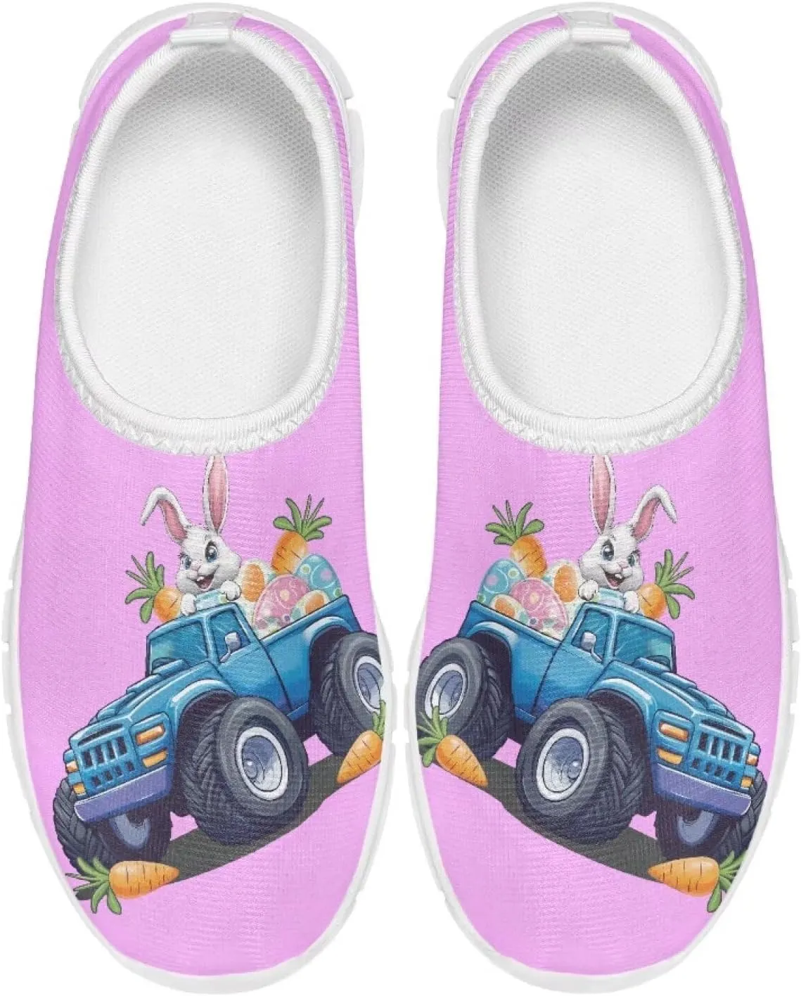 Casual Mesh Laceless Shoes Girls Boys Slip On Shoes-White Sole