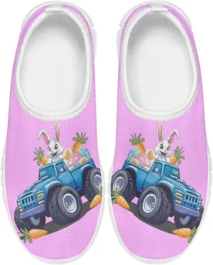 Casual Mesh Laceless Shoes Girls Boys Slip On Shoes-White Sole