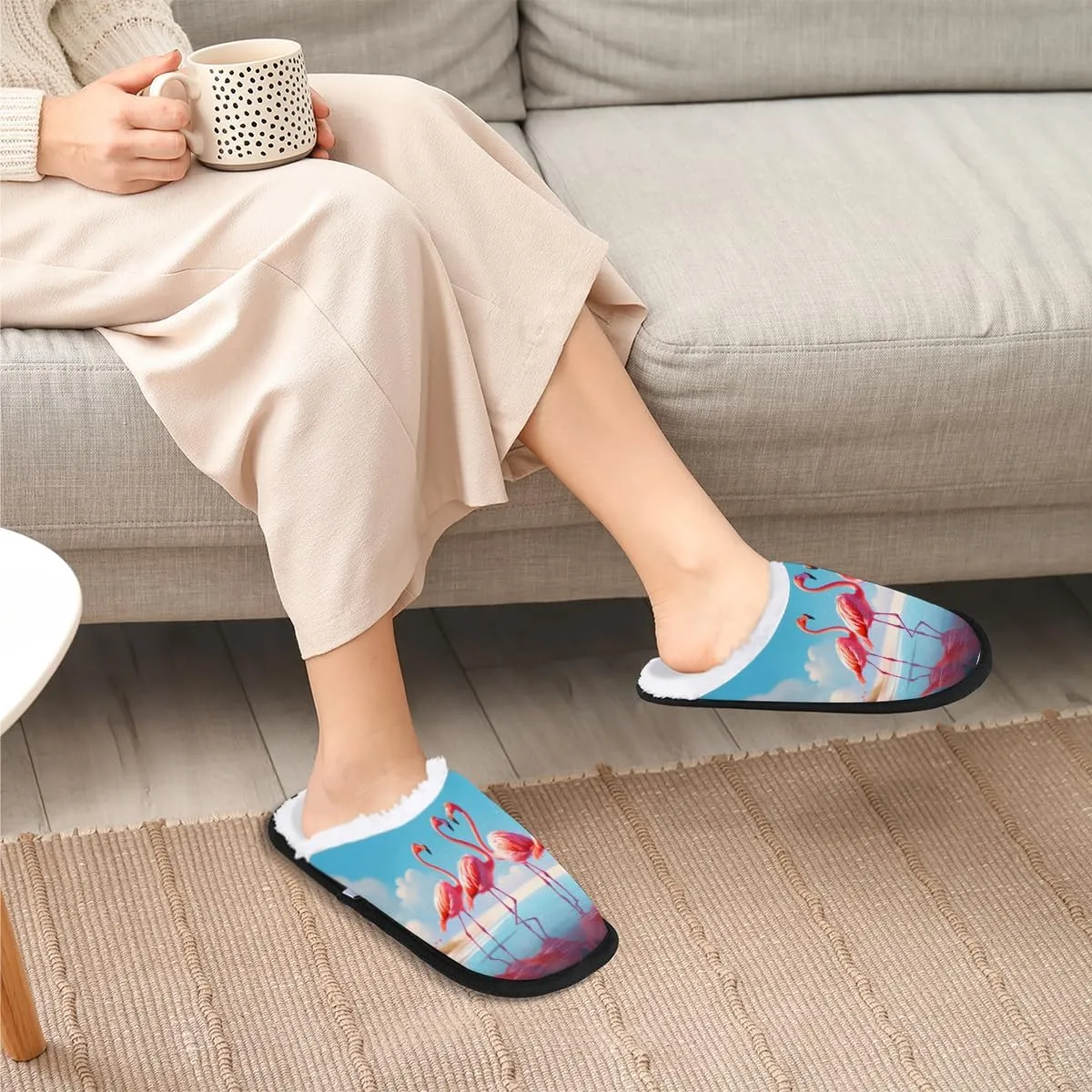 Cat Women's Indoor Bedroom Slippers Soft Fuzzy Slip On House Slippers for Winter Bedroom Outdoor