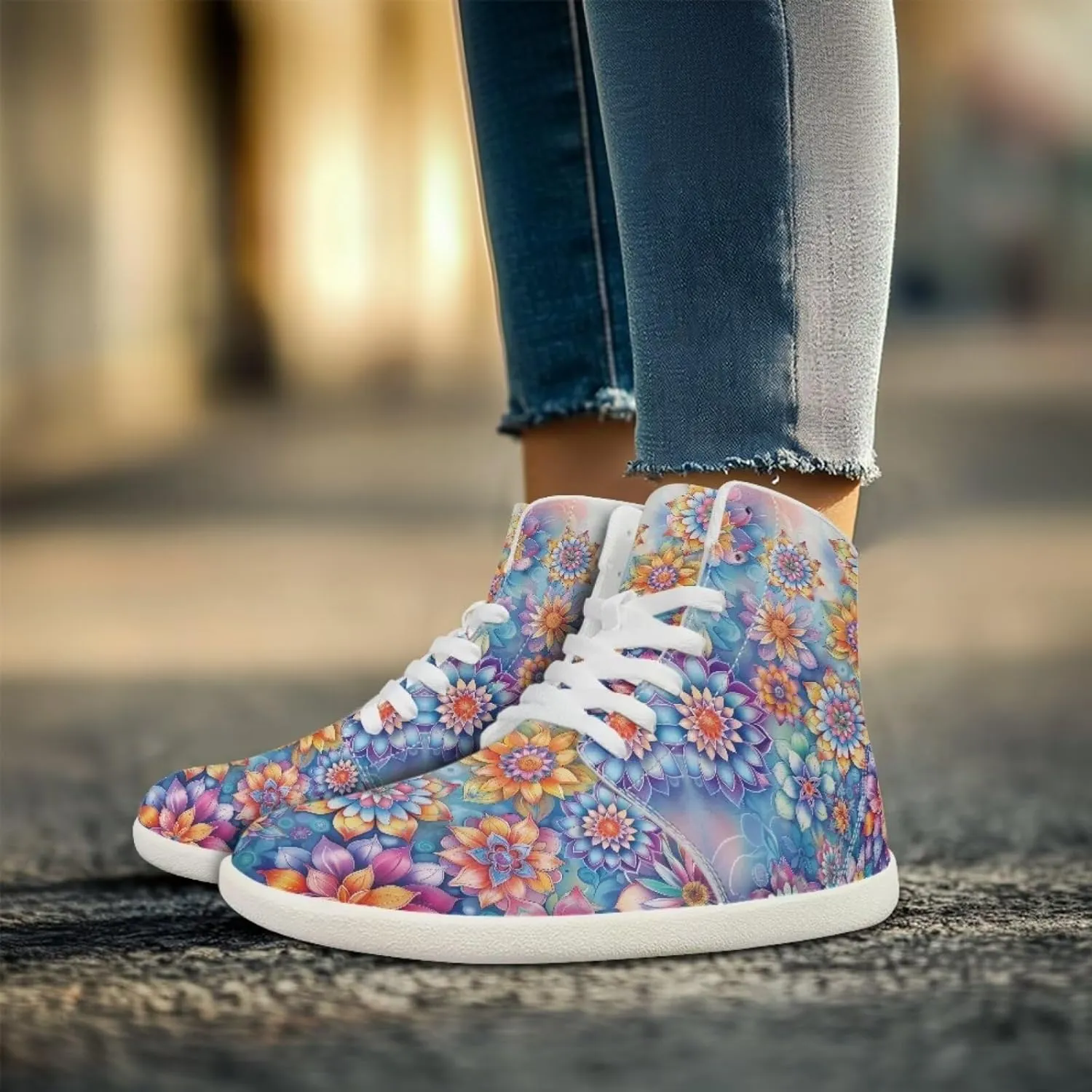 chaqlin Women/Men White High Top Shoes Leather Classic Laces Fashion Sneaker Anti Slip Wide Soft Toe Causal Walking Tennis Shoes
