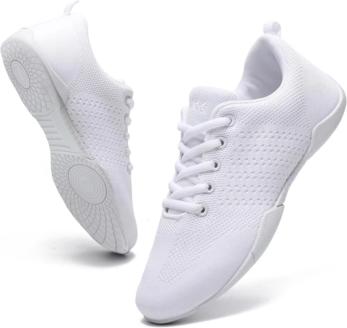 Cheer Shoes for Girls Womens White Cheer Shoes Youth Cheerleading Shoes Competition Sports Training Athletic Comfortable Flats Breathable Soft Kids Cheer Sneakers
