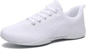 Cheer Shoes for Girls Womens White Cheer Shoes Youth Cheerleading Shoes Competition Sports Training Athletic Comfortable Flats Breathable Soft Kids Cheer Sneakers