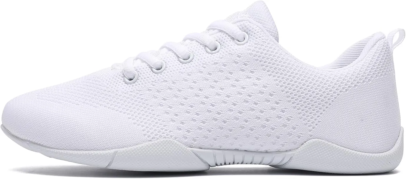 Cheer Shoes for Girls Womens White Cheer Shoes Youth Cheerleading Shoes Competition Sports Training Athletic Comfortable Flats Breathable Soft Kids Cheer Sneakers