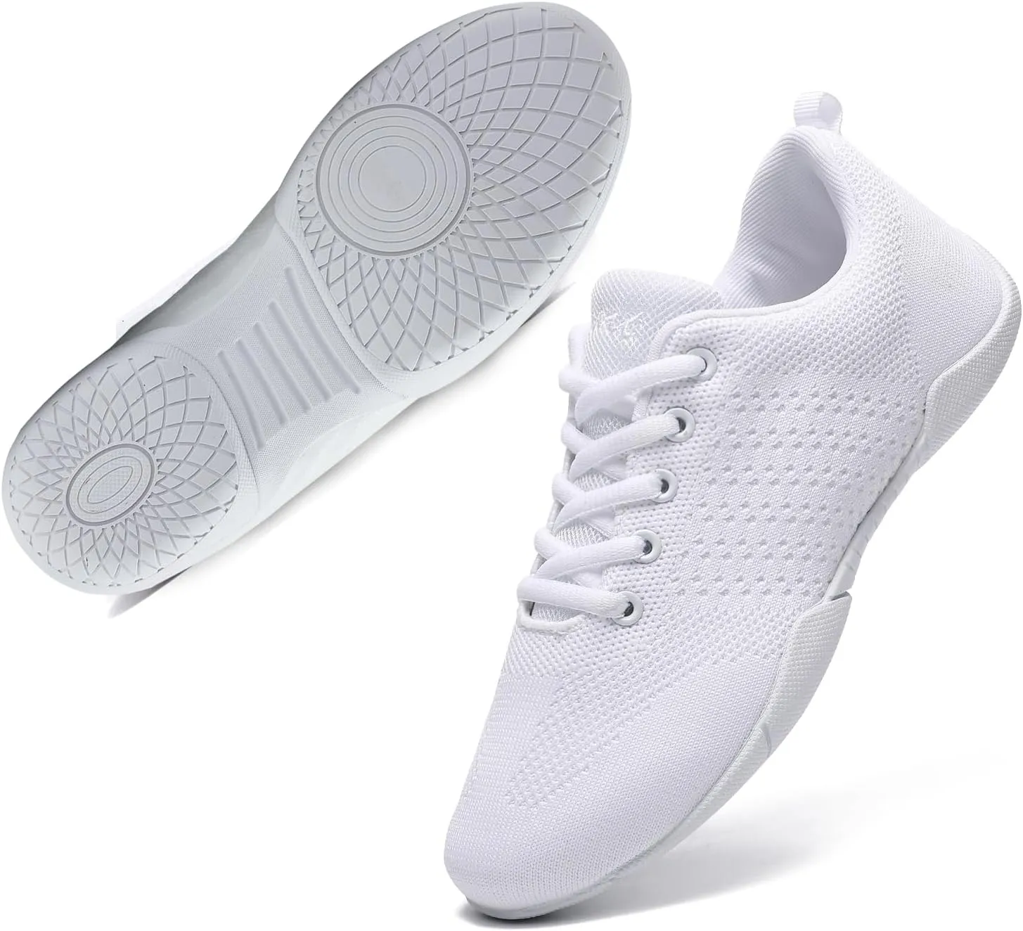 Cheer Shoes for Girls Womens White Cheer Shoes Youth Cheerleading Shoes Competition Sports Training Athletic Comfortable Flats Breathable Soft Kids Cheer Sneakers
