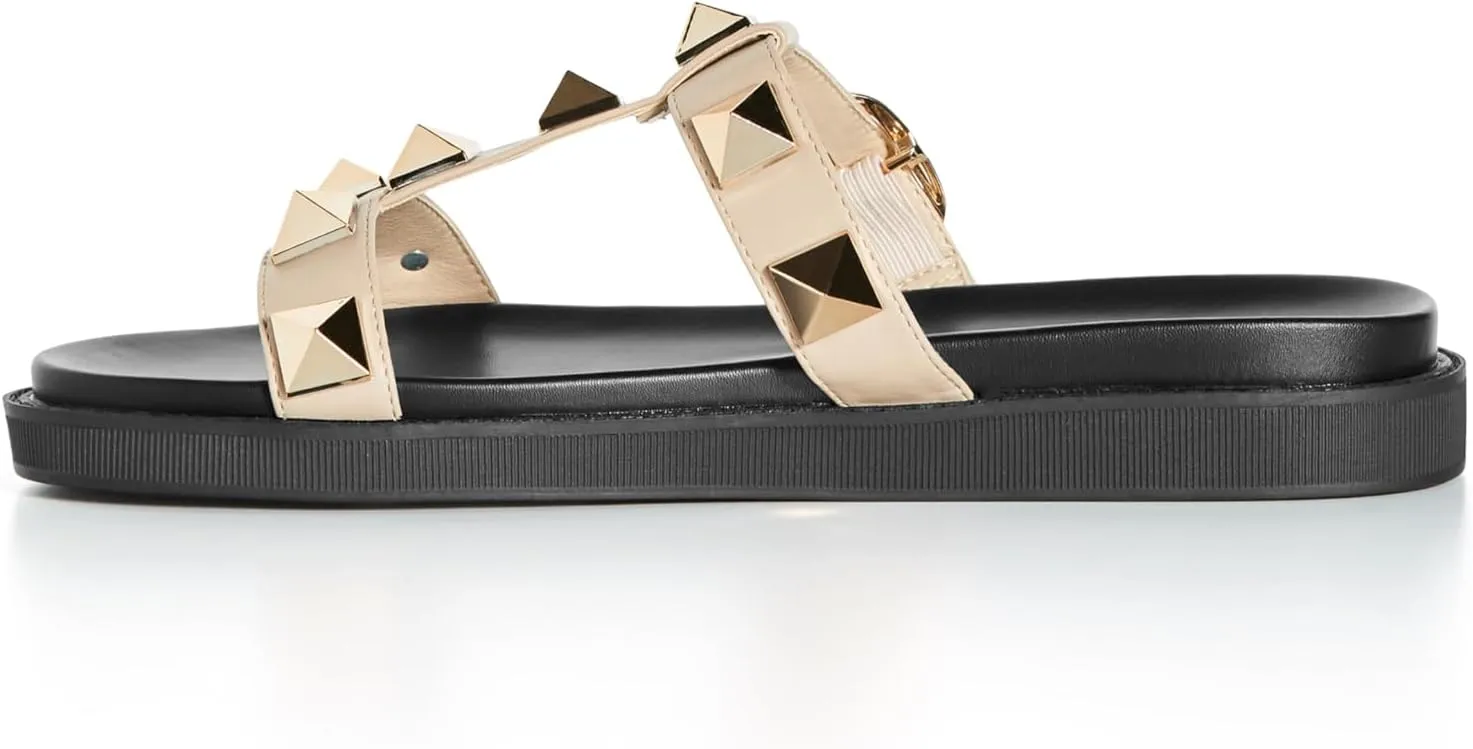 City Chic Women's WIDE FIT Totally Spike Slide, Neutral