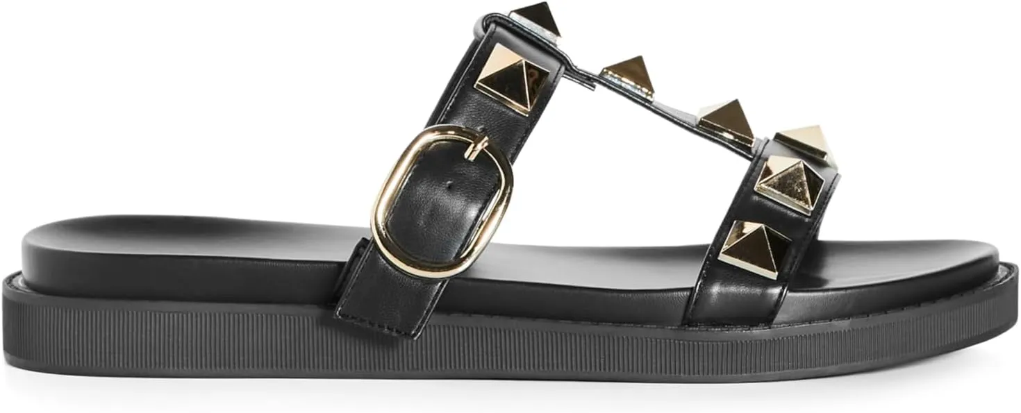 City Chic Women's WIDE FIT Totally Spike Slide, Neutral