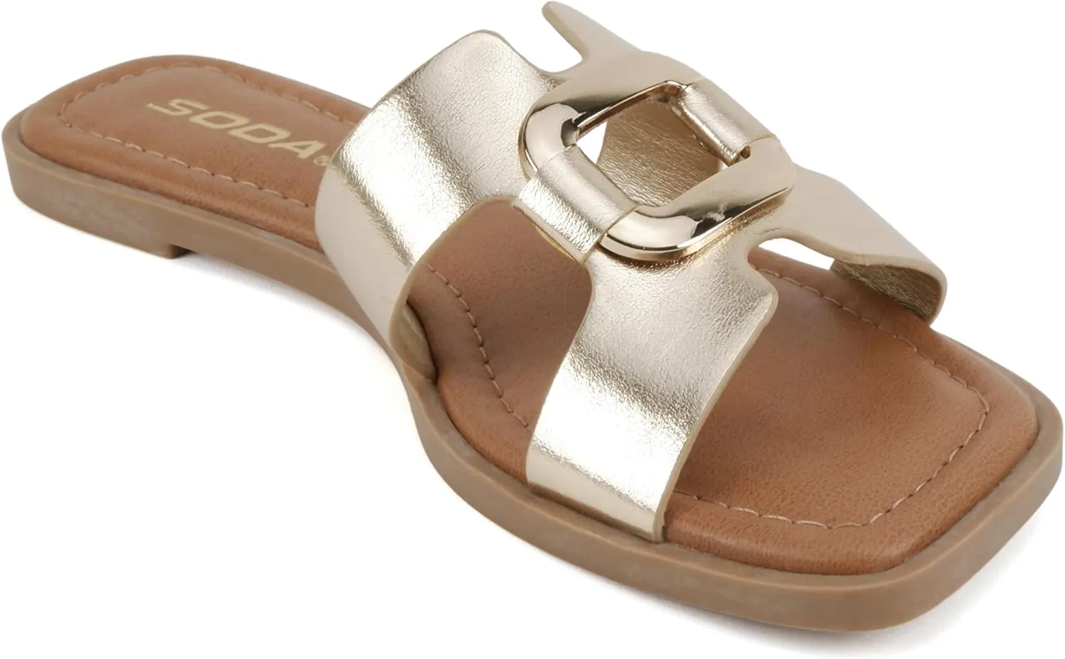 CITYCLASSIFIED “FENG” ~ Women Square Toe H-Band Buckle Slip-On Fashion Slide Sandal
