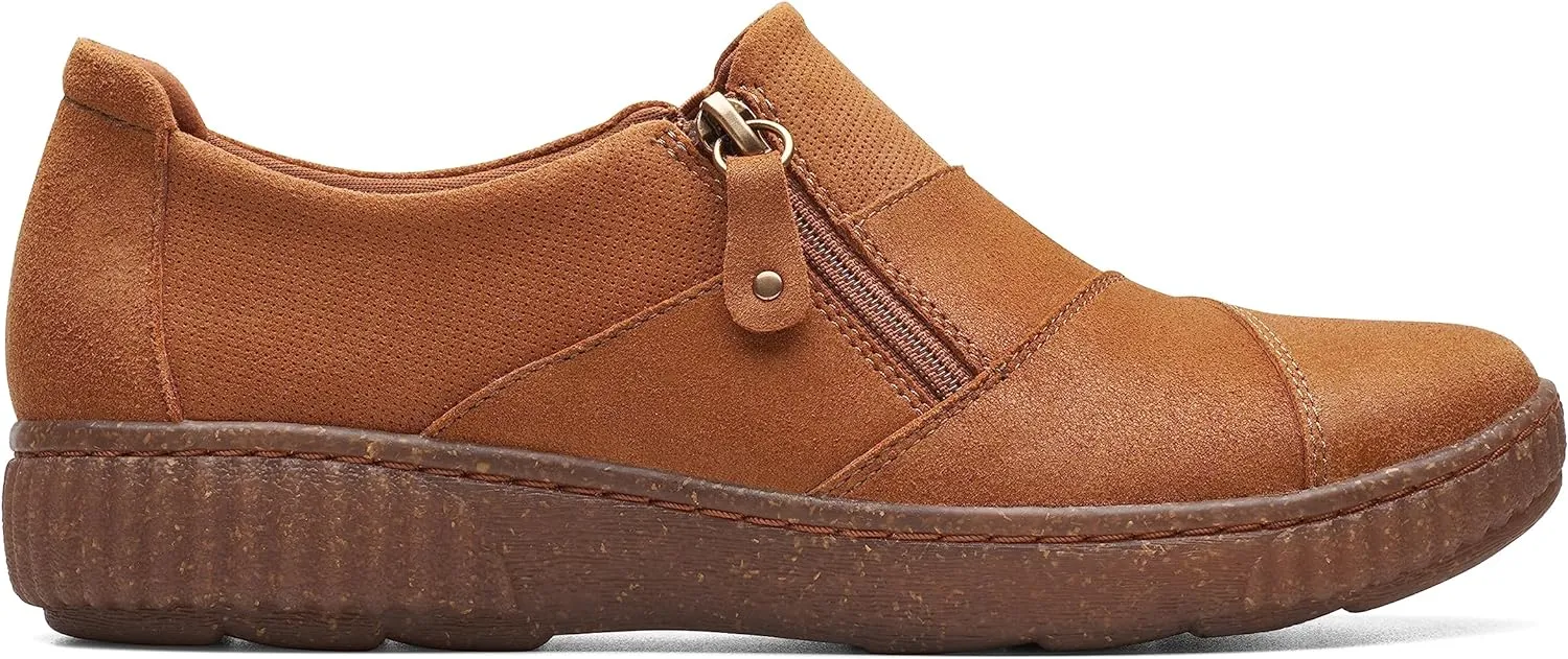 Clarks Women's Caroline Grace Loafer, Dark Tan Leather, 5