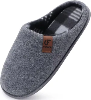 COFACE Unisex Mens Womens Cozy Memory Foam Scuff Slippers Casual Slip On Warm House Shoes Indoor/Outdoor Felt Sandal Slippers With Arch Support Rubber Sole Size 4-15