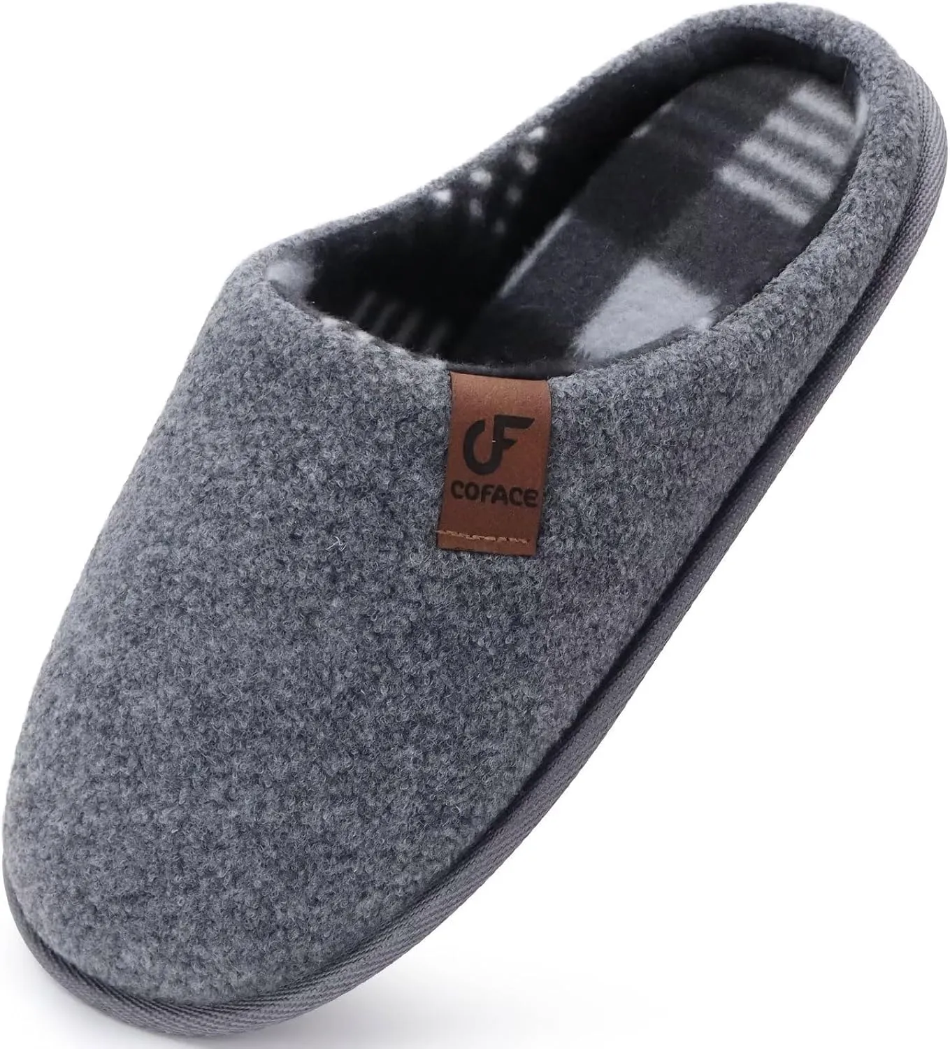 COFACE Unisex Mens Womens Cozy Memory Foam Scuff Slippers Casual Slip On Warm House Shoes Indoor/Outdoor Felt Sandal Slippers With Arch Support Rubber Sole Size 4-15