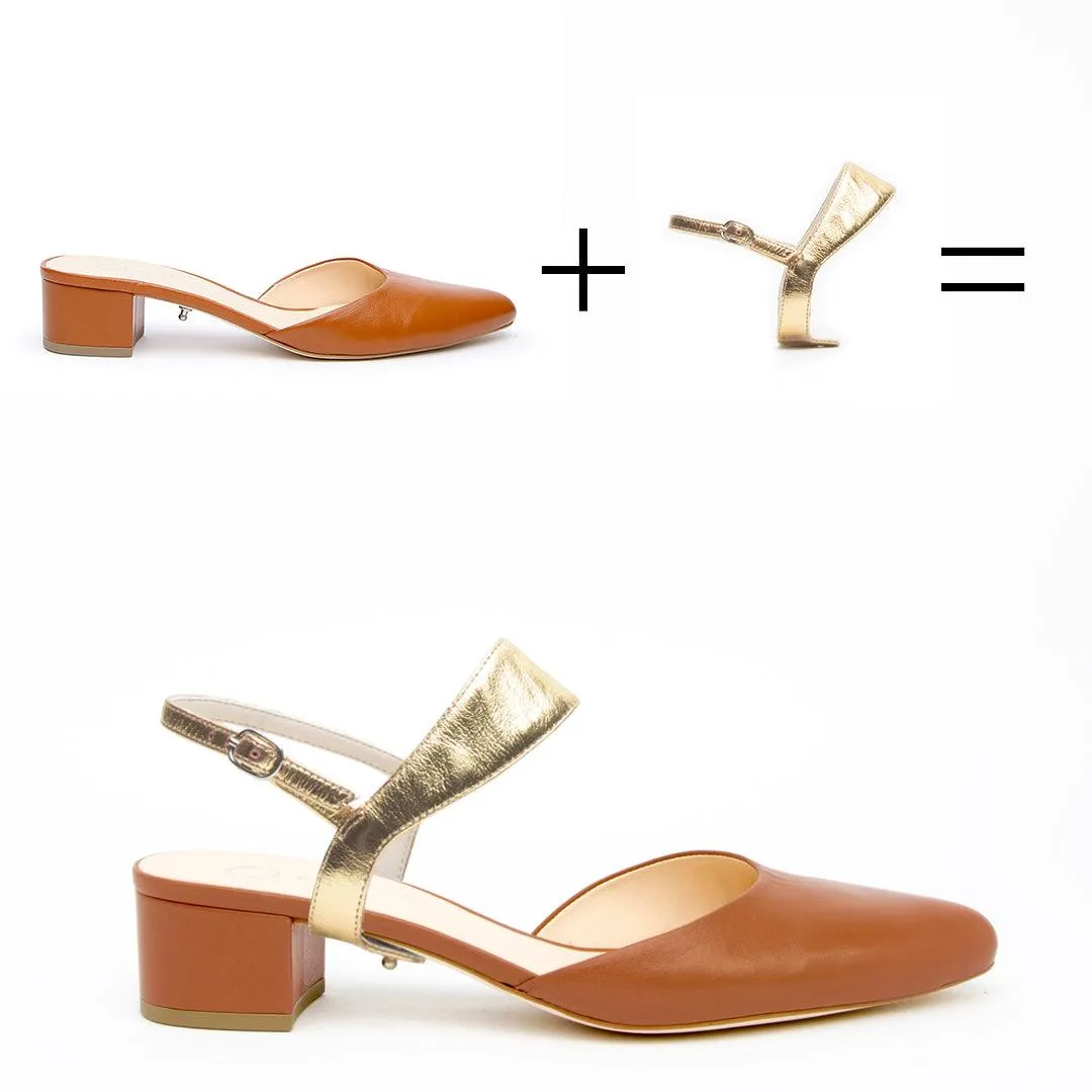 Cognac Slide   Gold Elsie