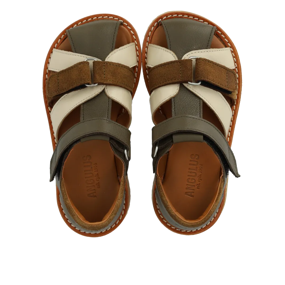 Colourblock leather sandal with suede details
