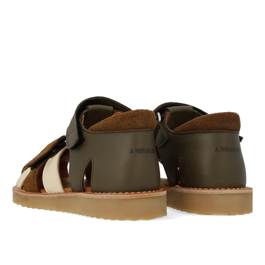 Colourblock leather sandal with suede details