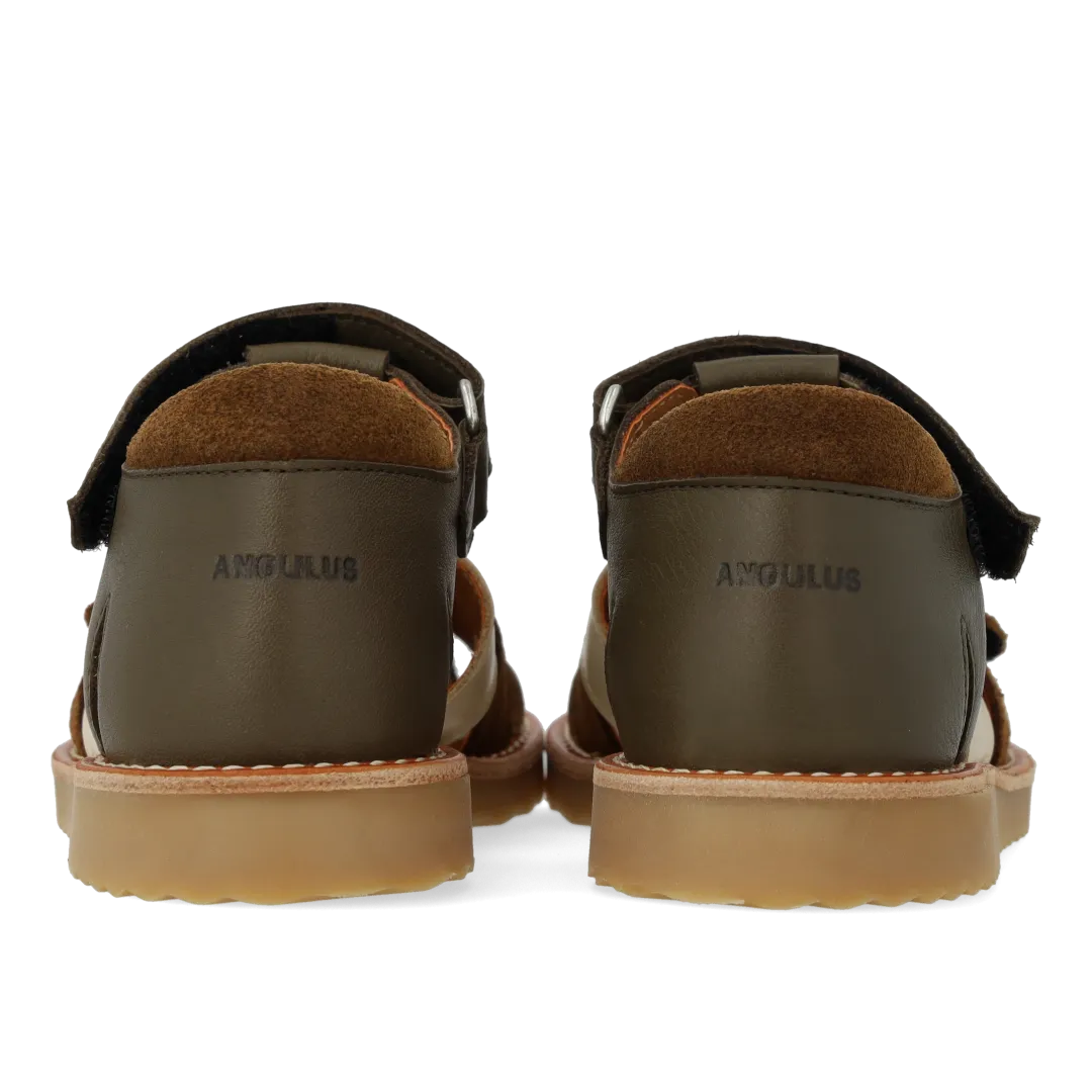 Colourblock leather sandal with suede details